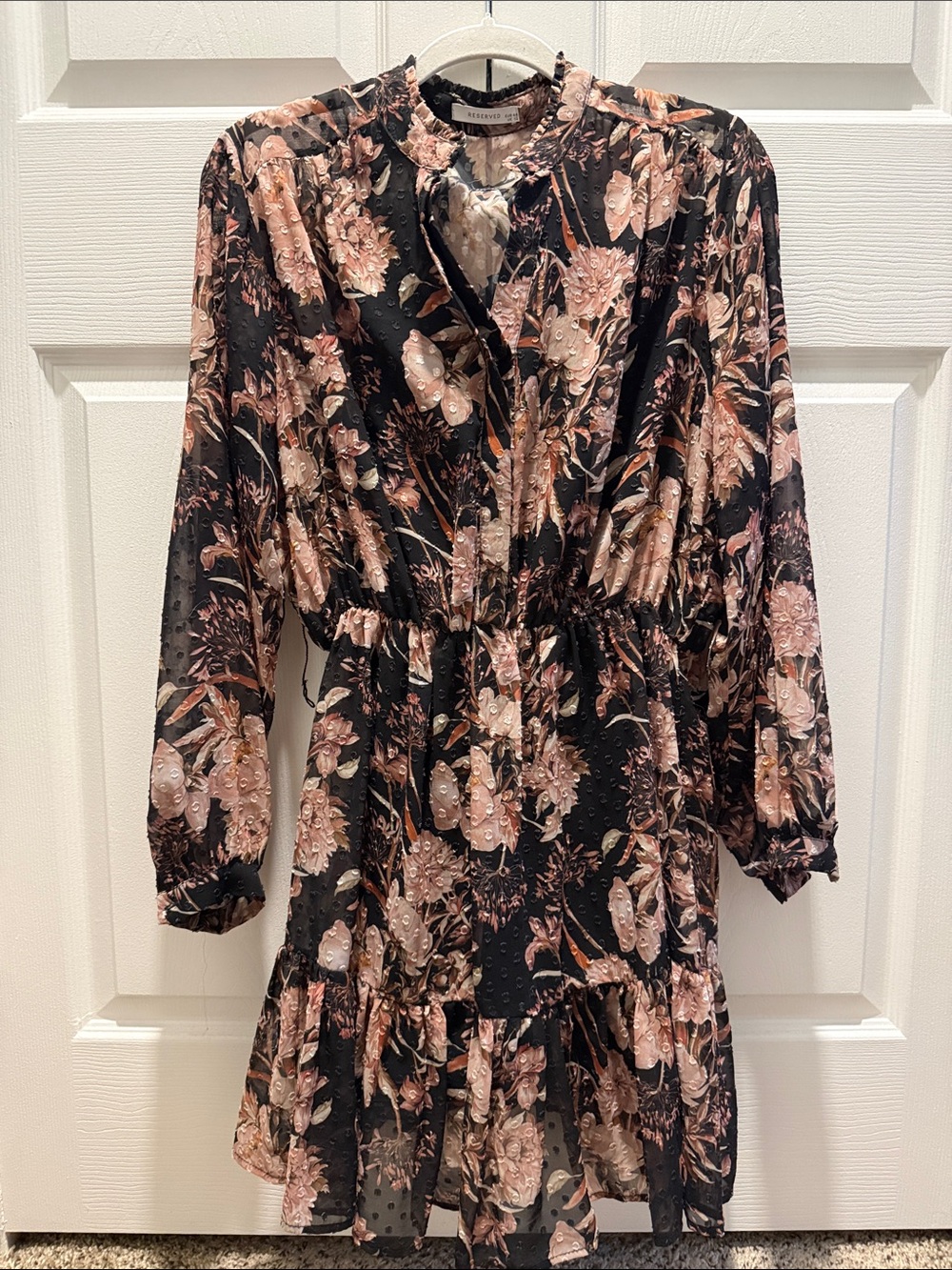 Rails Black & Blush Floral Long Sleeve Dress